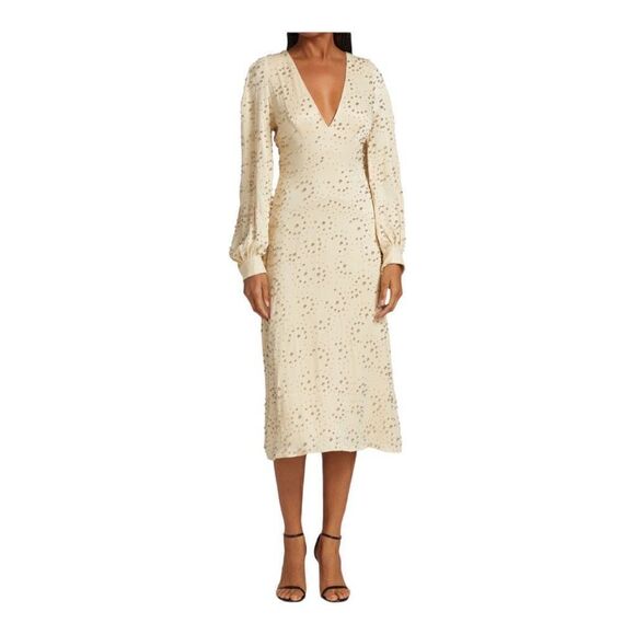 Rachel Comey Desilo Beaded V-neck Midi Dress Size 6 NWD - Picture 3 of 11